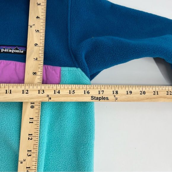 Patagonia Synchilla Jacket Women‎ XXS Blue Pink Multicolor Color Block Fleece - Picture 9 of 10